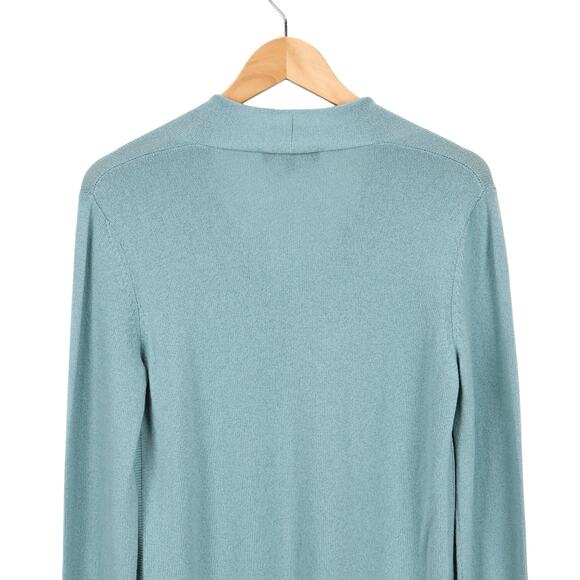 Loro Piana 100% Cashmere V-Neck Long Sleeve Sweater In Turquoise Size 44 Italy - Picture 4 of 9